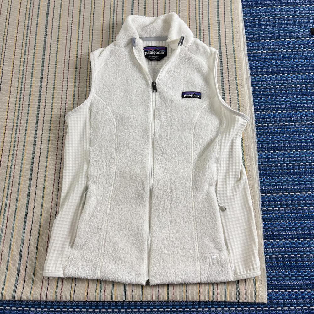 Patagonia Vest Womens Small White R2 Polartec Fleece Full Zip Outdoor Warm